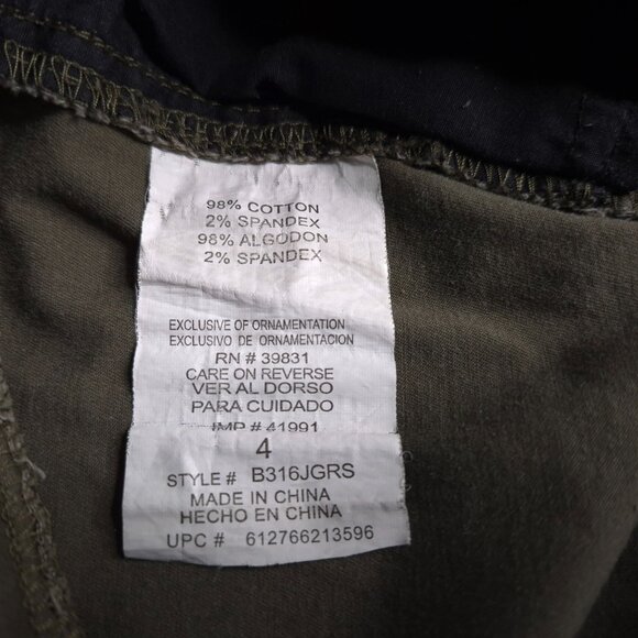 Democracy Womens Olive Green Straight Leg 4 Low Rise Faux Zip Pockets Stretch - Picture 8 of 8